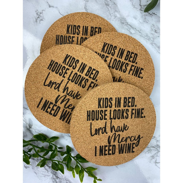 Kids In Bed House Looks Fine Coasters