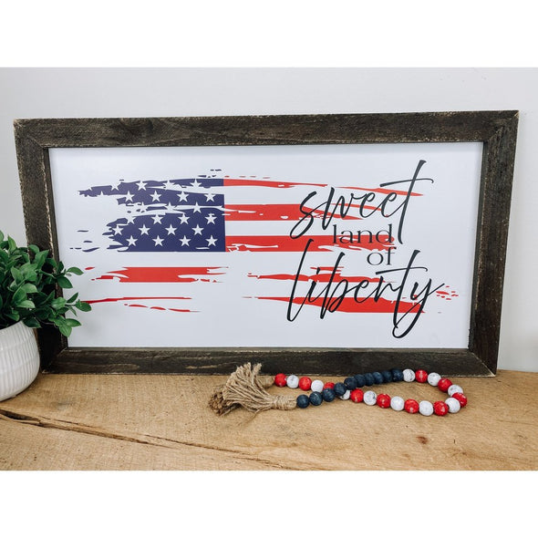 Sweet Land Of Liberty Patriotic Wood Sign
