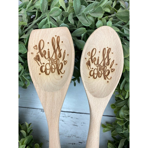 Kiss The Cook Wine Wooden Spoon