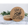 love is staying together after trying to park the camper, camp life, camper decor, camp decor, camping coasters, drink coasters, beverage coasters