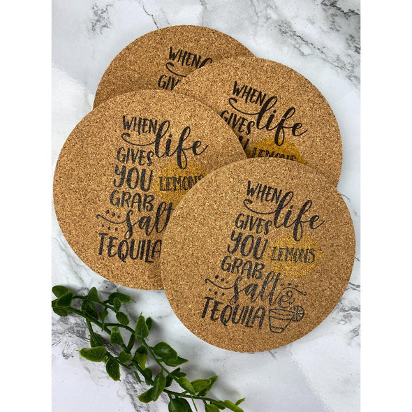 When Life Gives You Lemons Grab Salt And Make Tequila Cork Or Sandstone Coasters