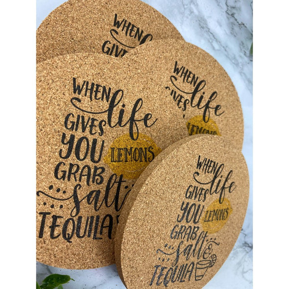 When Life Gives You Lemons Grab Salt And Make Tequila Cork Or Sandstone Coasters