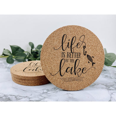 life is better at the lake, lake decor, lake coasters, lake house decor, lake house coasters, beverage coasters, drink coasters