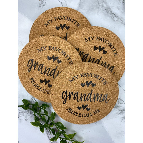 My Favorite People Call Me Grandma With Hearts Cork Or Sandstone Coasters