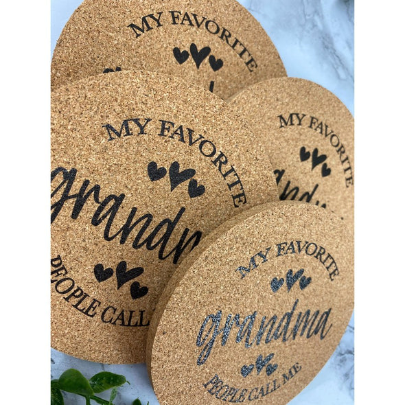 My Favorite People Call Me Grandma With Hearts Cork Or Sandstone Coasters