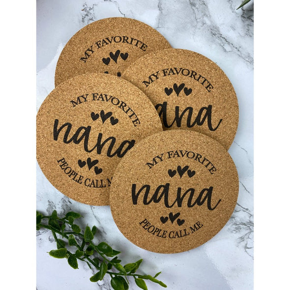 My Favorite People Call Me Nana With Hearts Cork Or Sandstone Coasters