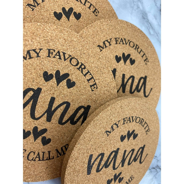 My Favorite People Call Me Nana With Hearts Cork Or Sandstone Coasters