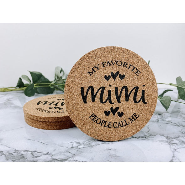 my favorite people call me mimi, mimi decor, mimi gift, gift for her, mimi coasters, drink coasters, beverage coasters