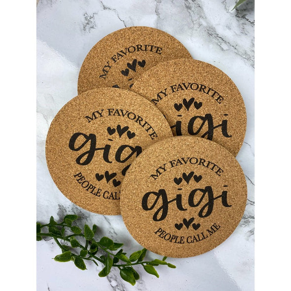 My Favorite People Call Me Gigi With Hearts Cork Or Sandstone Coasters