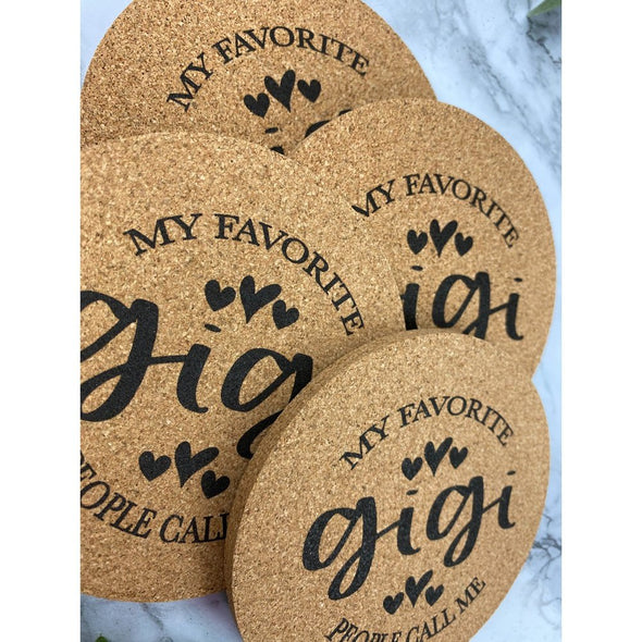 My Favorite People Call Me Gigi With Hearts Cork Or Sandstone Coasters