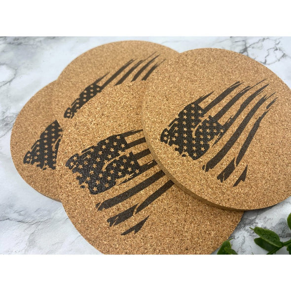 Tattered Flag Cork Or Sandstone Coasters