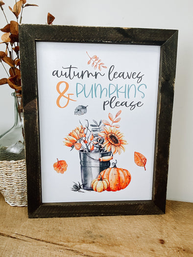 Autumn Leaves & Pumpkins Please Fall Wood Sign