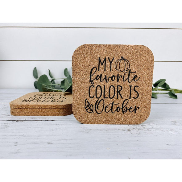 my favorite color is october, fall decor, fall coasters, pumpkin decor, pumpkin coasters, drink coasters, beverage coasters