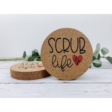 scrub life, nurse life, nurse decor, nurse coasters, beverage decor, drink coasters