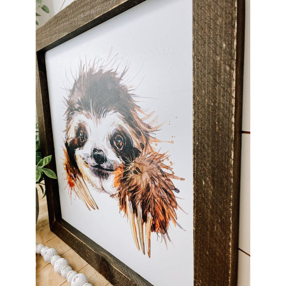 Watercolor Sloth Wood Sign
