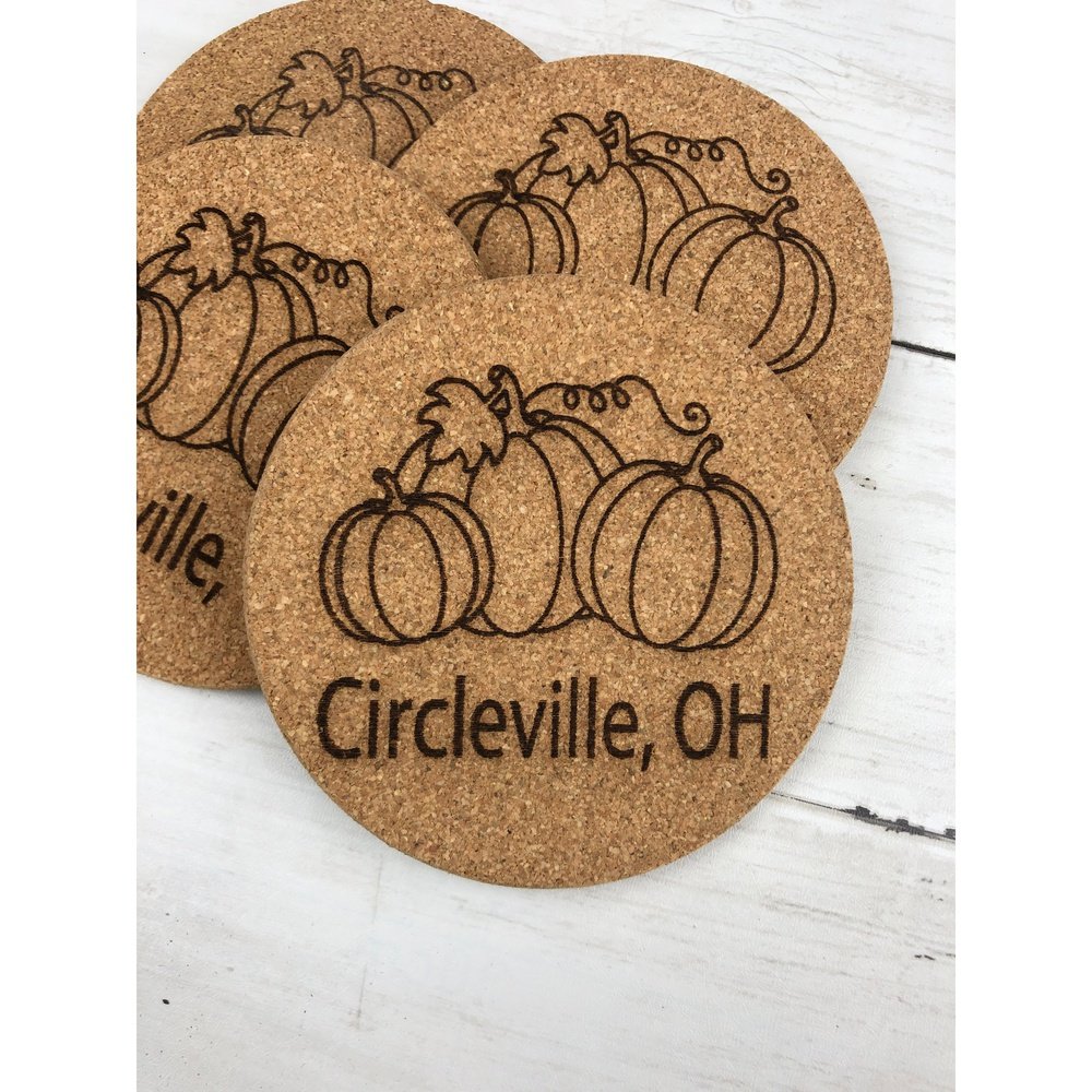 Pumpkins Circleville Ohio Cork Coasters – WT Custom Desgins, LLC