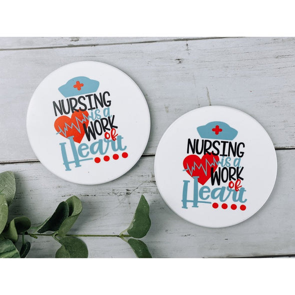 Nursing Is A Work Of Heart Sandstone Coasters