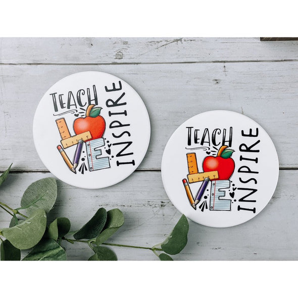 Teach Love Inspire Sandstone Coasters