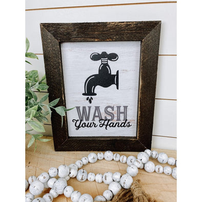 Wash Your Hands Bathroom Wood Sign