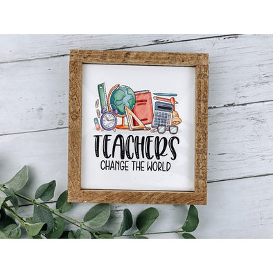 teachers change the world subway tile sign