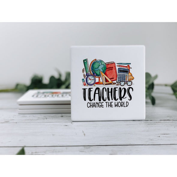 Teachers Change The World Sandstone Coasters