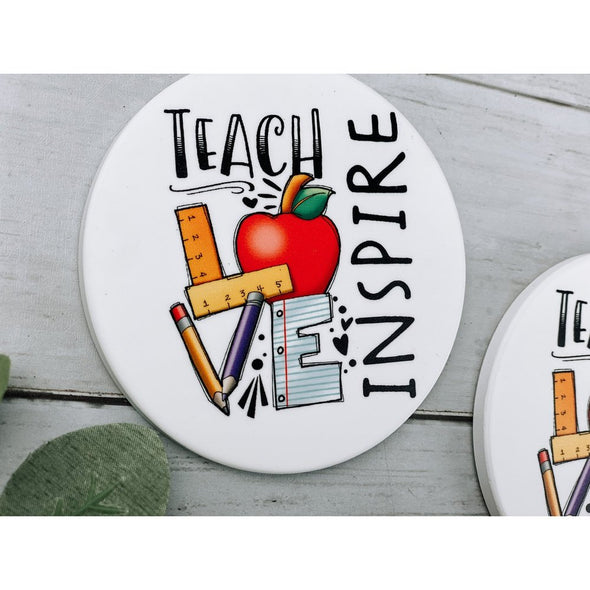 Teach Love Inspire Sandstone Coasters