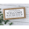 welcome to our pool subway tile sign