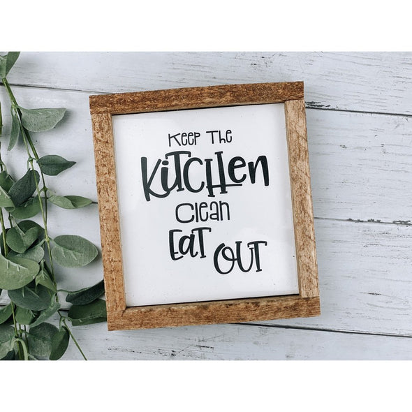 keep the kitchen clean, eat out subway tile sign
