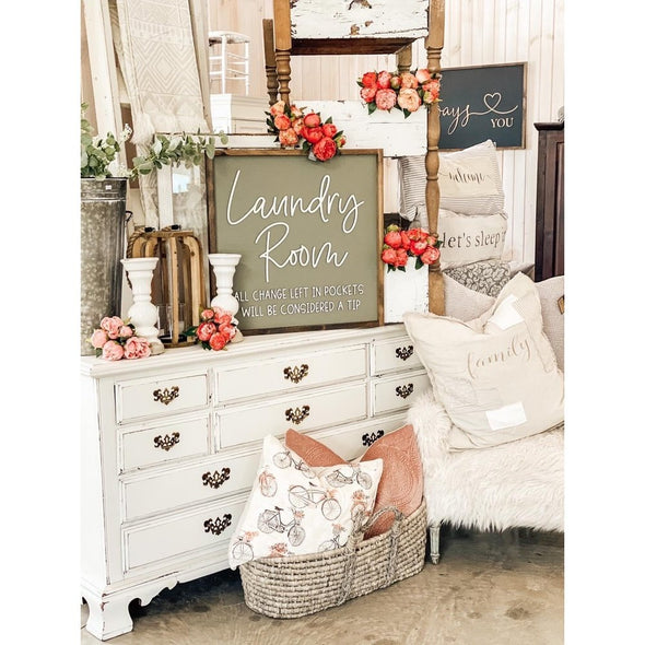 Laundry Room All Change Left In Pockets Will Be Considered A Tip Wood Sign