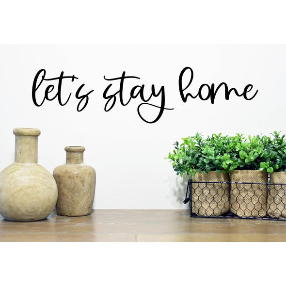 Let's Stay Home Wood Cut Word (falling)